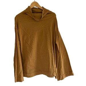 We The Free Free People Mock Neck Long Sleeve Top Tobacco Brown Cotton Medium